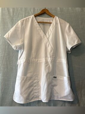 Grey’s Anatomy Scrub Top Pullover Short Sleeve White Women’s Sz L